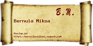 Bernula Miksa névjegykártya